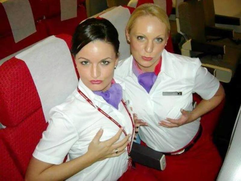 Обалденная грудь сочной стюардессы